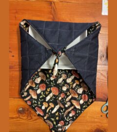 Mushroom insulated casserole carrier with a lasagne dish