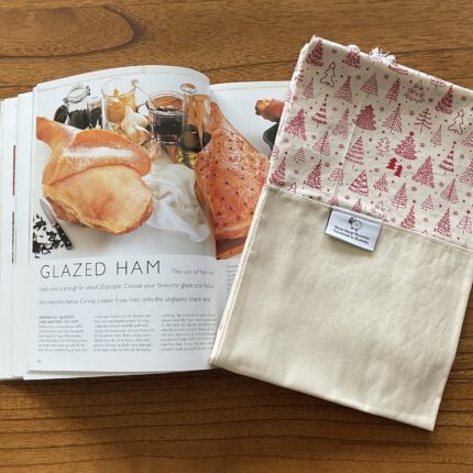 Handmade Christmas ham bag, Trees - Red Small design